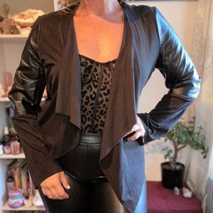 Black Over Top With Pleather Accents